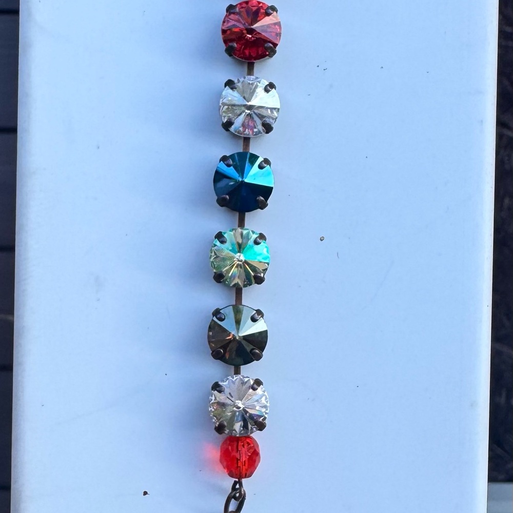 Sabika Multicolor Crystal Bracelet with Red and Blue Accents